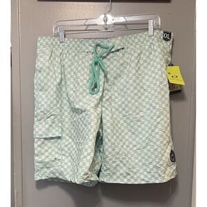 Exist Swim Shorts Nwt Men's 2 Xl Elastic Waist Drawstring Green 38x8 Pockets